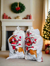 Load image into Gallery viewer, 4 Pack Of Santa Carrier Bags Sacks For Delivering Christmas Presents Xmas Essentials 30x20 Inch