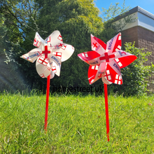 Load image into Gallery viewer, Garden Windmill Pair Of England St George Flag Design Fun Supporter Decorations