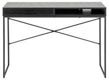 Load image into Gallery viewer, Seaford Sottile Black Office Desk With Drawer And Metal Base 110x45cm
