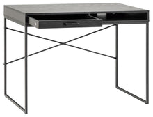 Load image into Gallery viewer, Seaford Sottile Black Office Desk With Drawer And Metal Base 110x45cm