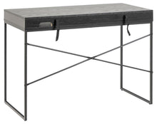 Load image into Gallery viewer, Seaford Sottile Black Office Desk With Drawer And Metal Base 110x45cm