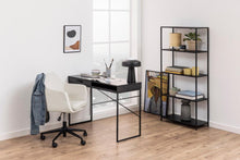 Load image into Gallery viewer, Seaford Sottile Black Office Desk With Drawer And Metal Base 110x45cm