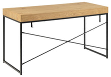 Load image into Gallery viewer, Seaford Sottile Extra Large Oak Office Desk With Drawer And Metal Base 140x58cm