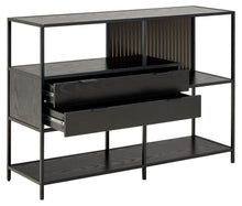Load image into Gallery viewer, Seaford Bookcase Unit With 2 Drawers, 3 Black Shelves And Metal Frame 114x35x78 cm