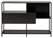 Load image into Gallery viewer, Seaford Bookcase Unit With 2 Drawers, 3 Black Shelves And Metal Frame 114x35x78 cm