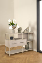 Load image into Gallery viewer, Seaford Bookcase Unit With 2 Drawers, 3 Grey Shelves And Metal Frame 114x35x78 cm