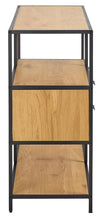 Load image into Gallery viewer, Seaford Bookcase Unit With 2 Drawers, 3 Oak Shelves And A Black Metal Frame 114x35x78 cm