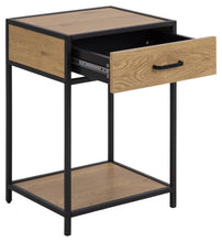 Load image into Gallery viewer, Seaford Bedside table With Drawer In Oak With Steel Frame