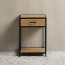 Load image into Gallery viewer, Seaford Bedside table With Drawer In Oak With Steel Frame