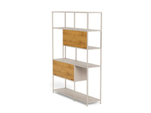 Load image into Gallery viewer, Seaford Large Bookcase Shelving Unit With 2 Drawers Grey Steel 135x35x185 cm