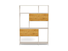 Load image into Gallery viewer, Seaford Large Bookcase Shelving Unit With 2 Drawers Grey Steel 135x35x185 cm