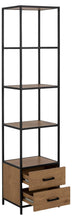 Load image into Gallery viewer, Seaford Tall Bookcase Shelving Unit With 3 Shelves 2 Drawers In Oak 42x35x185 cm