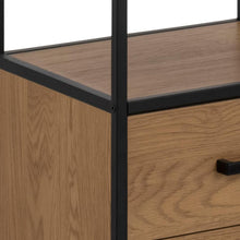 Load image into Gallery viewer, Seaford Tall Bookcase Shelving Unit With 3 Shelves 2 Drawers In Oak 42x35x185 cm