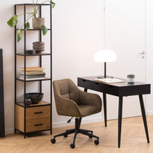 Load image into Gallery viewer, Seaford Tall Bookcase Shelving Unit With 3 Shelves 2 Drawers In Oak 42x35x185 cm