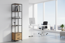 Load image into Gallery viewer, Seaford Tall Bookcase Shelving Unit With 3 Shelves 2 Drawers In Oak 42x35x185 cm
