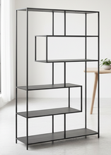 Load image into Gallery viewer, Seaford Large Bookcase Shelving Storage Unit In Black 114x35x185 cm