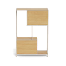 Load image into Gallery viewer, Seaford Stylish 2 Panel Bookcase Shelf Unit In Grey With Brown Wood Shelves And Metal Frame 114x35x78 cm