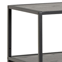 Load image into Gallery viewer, Seaford Stylish Panel Bookcase Shelf Unit In Black With Wood Shelves And Metal Frame 114x35x78 cm