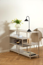 Load image into Gallery viewer, Seaford Stylish Panel Bookcase Shelf Unit In Grey With Wood Shelves And Metal Frame 114x35x78 cm