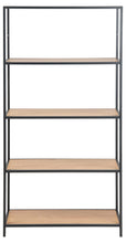 Load image into Gallery viewer, Seaford Tall Bookcase Shelving Unit With Oak Shelves And Metal Frame 77x35x150 cm