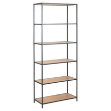 Load image into Gallery viewer, Seaford Tall Bookcase Shelving Storage Unit In Oak 77x35x185 cm