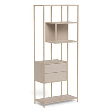 Load image into Gallery viewer, Beige metal seaford shelving unit with multiple shelves on a white background