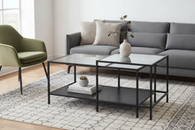 Load image into Gallery viewer, Seaford Coffee Table With Modern Glass Top And Black Metal Frame 90x55x50