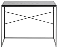 Load image into Gallery viewer, Seaford Cross Rectangular Office Desk In Black With Solid Metal Base 100x45cm