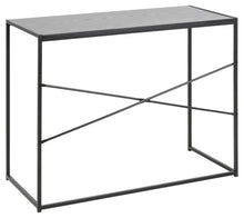 Load image into Gallery viewer, Seaford Cross Rectangular Office Desk In Black With Solid Metal Base 100x45cm