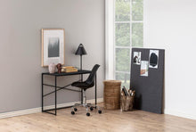 Load image into Gallery viewer, Seaford Cross Rectangular Office Desk In Black With Solid Metal Base 100x45cm