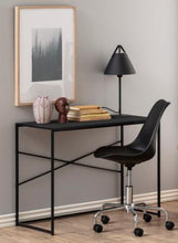 Load image into Gallery viewer, Seaford Cross Rectangular Office Desk In Black With Solid Metal Base 100x45cm