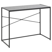 Load image into Gallery viewer, Seaford Cross Rectangular Office Desk In Black With Solid Metal Base 100x45cm