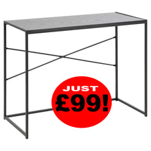 Load image into Gallery viewer, Seaford Cross Rectangular Office Desk In Black With Solid Metal Base 100x45cm