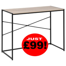 Load image into Gallery viewer, Seaford Cross Rectangular Office Desk Sonoma Oak Top With Solid Metal Base 100x45cm