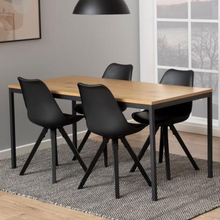Load image into Gallery viewer, Seaford Rectangle Dining Table With Striking Oak Wood Effect Top And Solid Metal Base 160x80
