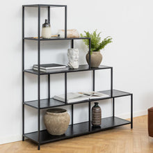 Load image into Gallery viewer, Seaford Steps Bookcase Shelving Storage Unit In Black 135x35x150 cm