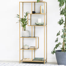 Load image into Gallery viewer, Seaford Tall Bookcase Shelving Unit With 5 Shelves In Black And Gold 77x35x185 cm