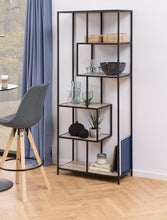 Load image into Gallery viewer, Seaford Tall Bookcase Shelving Unit With 5 Shelves In Sonoma Oak 77x35x185 cm