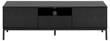 Load image into Gallery viewer, Seaford Long TV Media Unit In Black With Push Doors And Drawer 140x40x45cm