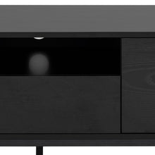 Load image into Gallery viewer, Seaford Long TV Media Unit In Black With Push Doors And Drawer 140x40x45cm