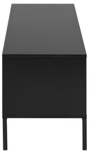 Load image into Gallery viewer, Seaford Long TV Media Unit In Black With Push Doors And Drawer 140x40x45cm