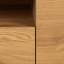 Load image into Gallery viewer, Seaford Long TV Media Unit In Oak With Push Doors And Drawer 140x40x45cm