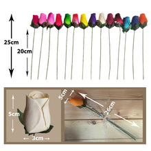 Load image into Gallery viewer, Single Wooden Rose Bud in Cellophane and Ribbon - Choose from 20 Colours