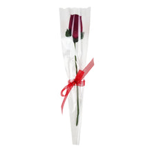 Load image into Gallery viewer, Single Wooden Rose Bud in Cellophane and Ribbon - Choose from 20 Colours