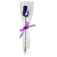 Load image into Gallery viewer, Single Wooden Rose Bud in Cellophane and Ribbon - Choose from 20 Colours