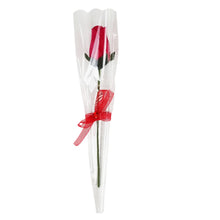 Load image into Gallery viewer, Single Wooden Rose Bud in Cellophane and Ribbon - Choose from 20 Colours