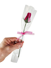 Load image into Gallery viewer, Single Wooden Rose Bud in Cellophane and Ribbon - Choose from 20 Colours
