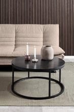 Load image into Gallery viewer, Spiro Round Coffee Table In Black With Metal Base Spacious 80cm