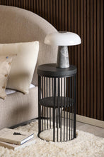 Load image into Gallery viewer, Strington Bedside Table With Shelf And Steel Base In Black