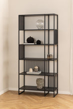 Load image into Gallery viewer, Strington Tall Bookcase Shelf Unit Black Metal With 5 Shelves 85x35x185 cm